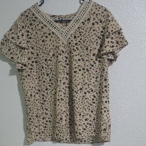 Floral Lace Trim Women's Top